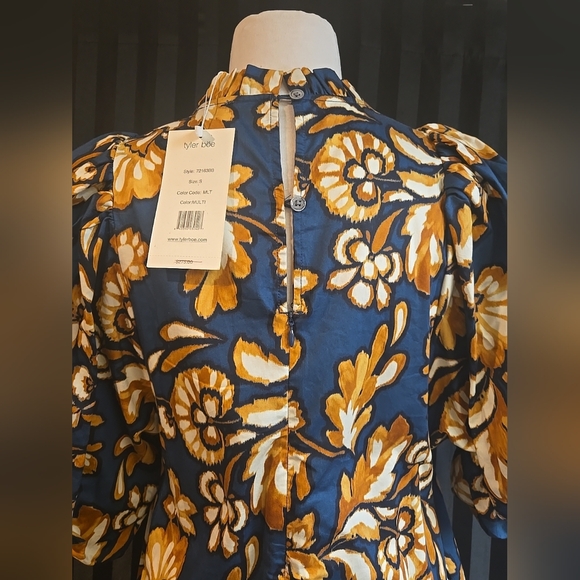 Tyler Boe Women's Small Sammy Grand Floral Dress Navy 100% Cotton With Pockets - Picture 6 of 10